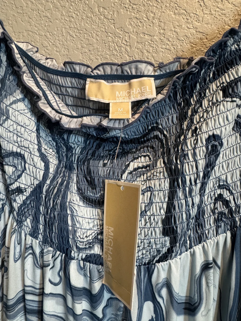 Michael Kors Blue Marble-Print Maxi Dress